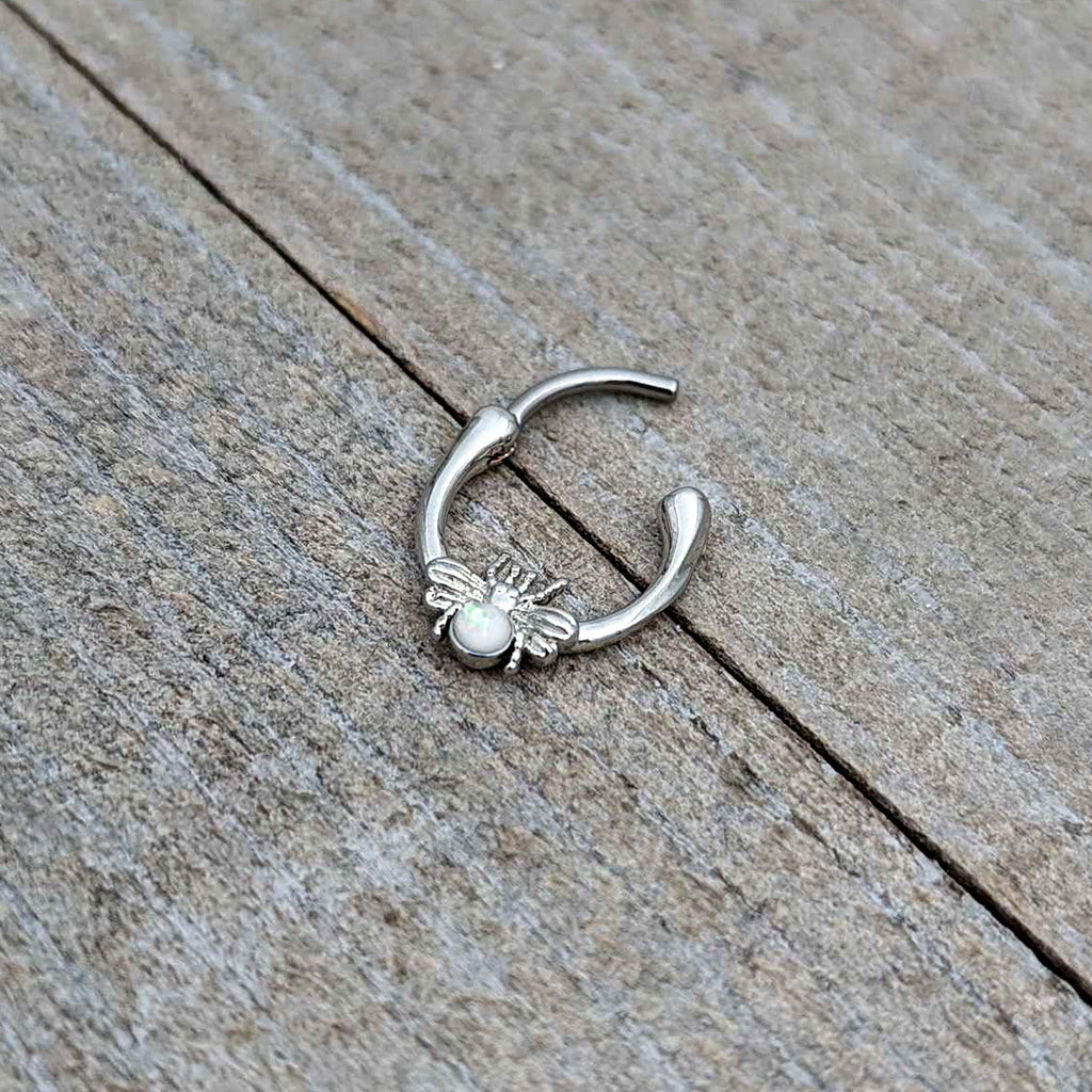 16G 5/16 White Faux Opal Ultra Fly Cartilage Clicker
