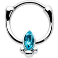 16G 5/16 Blue Gem Deco Oval Cartilage Clicker