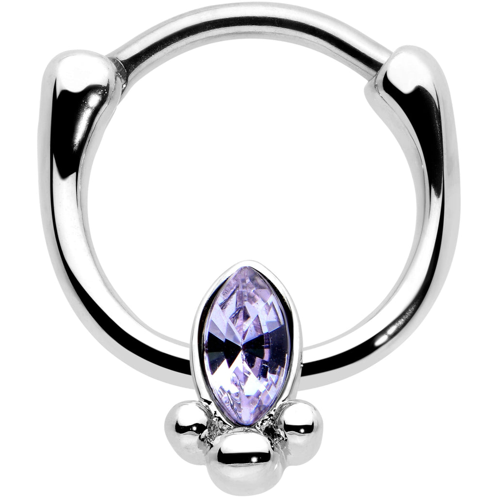 16G 5/16 Purple Gem Deco Oval Cartilage Clicker