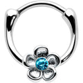 16G 5/16 Blue Gem Sweetheart Flower Cartilage Clicker