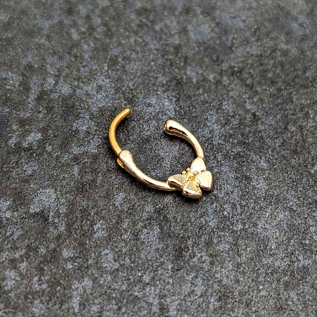 16G 5/16 Gold Tone Simple Textured Butterfly Cartilage Clicker