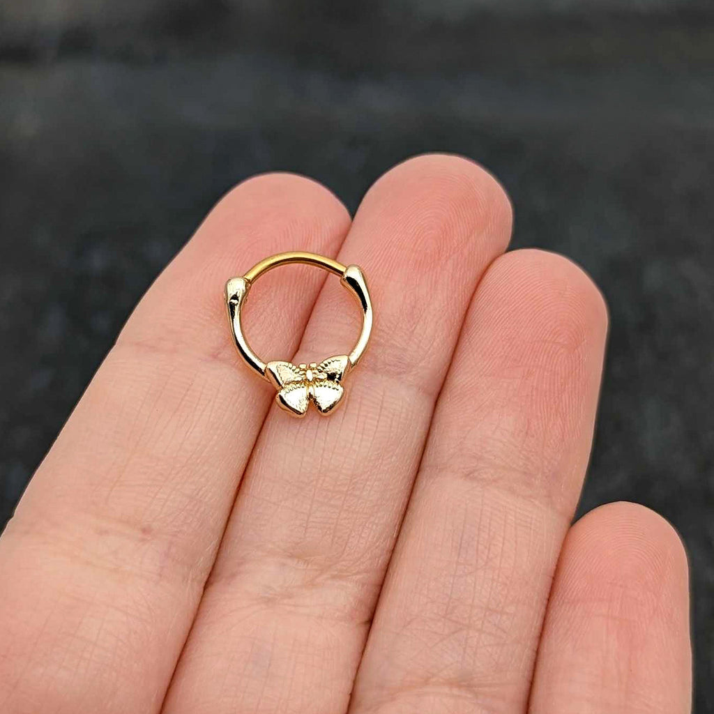 16G 5/16 Gold Tone Simple Textured Butterfly Cartilage Clicker