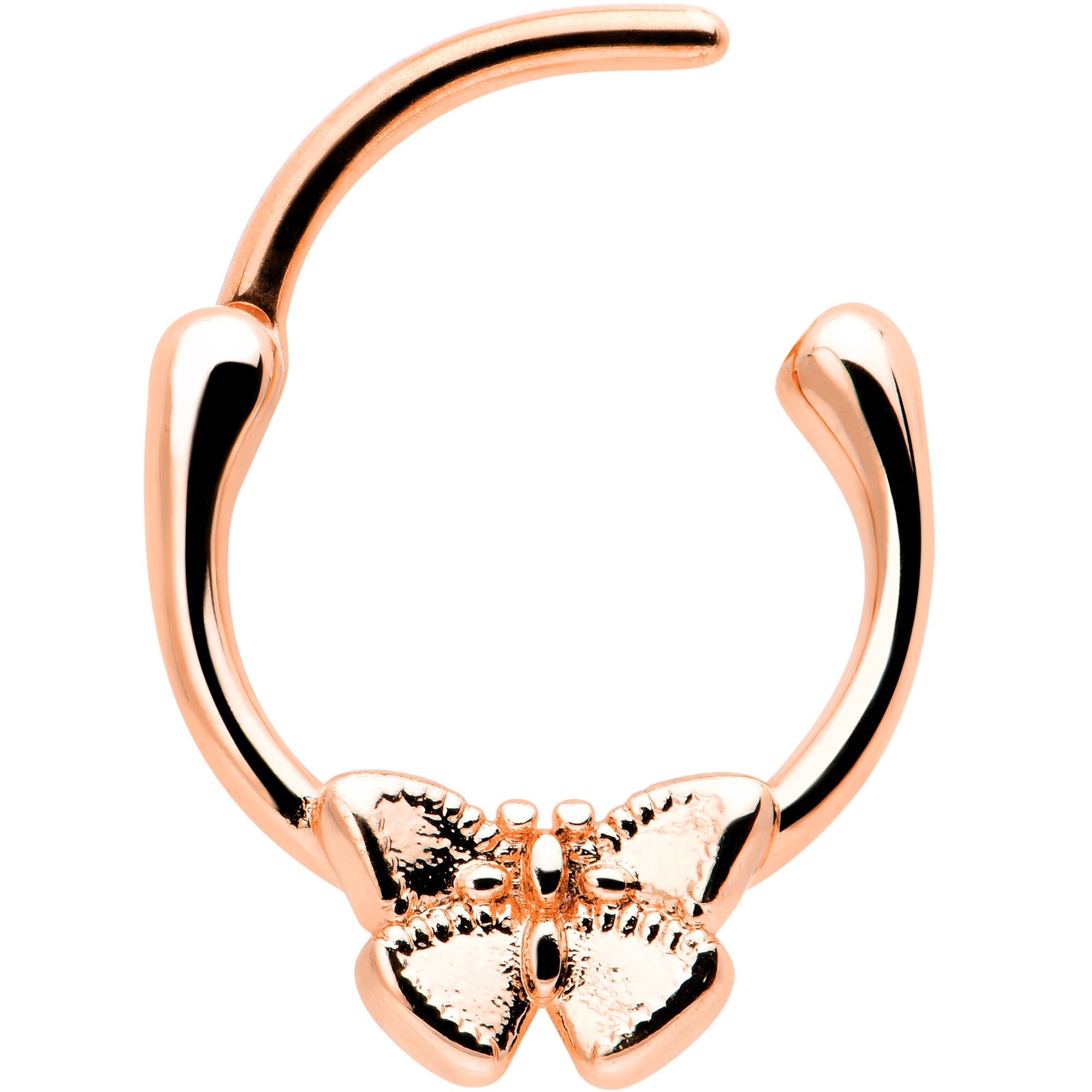 16G 5/16 Rose Gold Tone Simple Textured Butterfly Cartilage Clicker