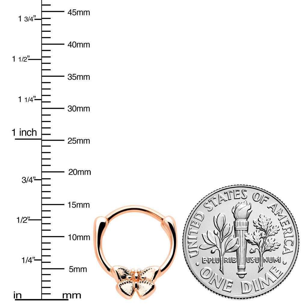 16G 5/16 Rose Gold Tone Simple Textured Butterfly Cartilage Clicker