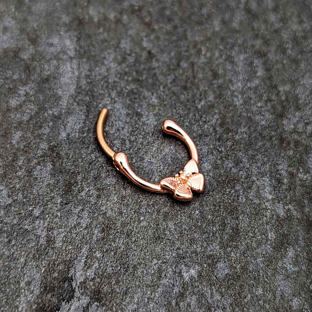 16G 5/16 Rose Gold Tone Simple Textured Butterfly Cartilage Clicker