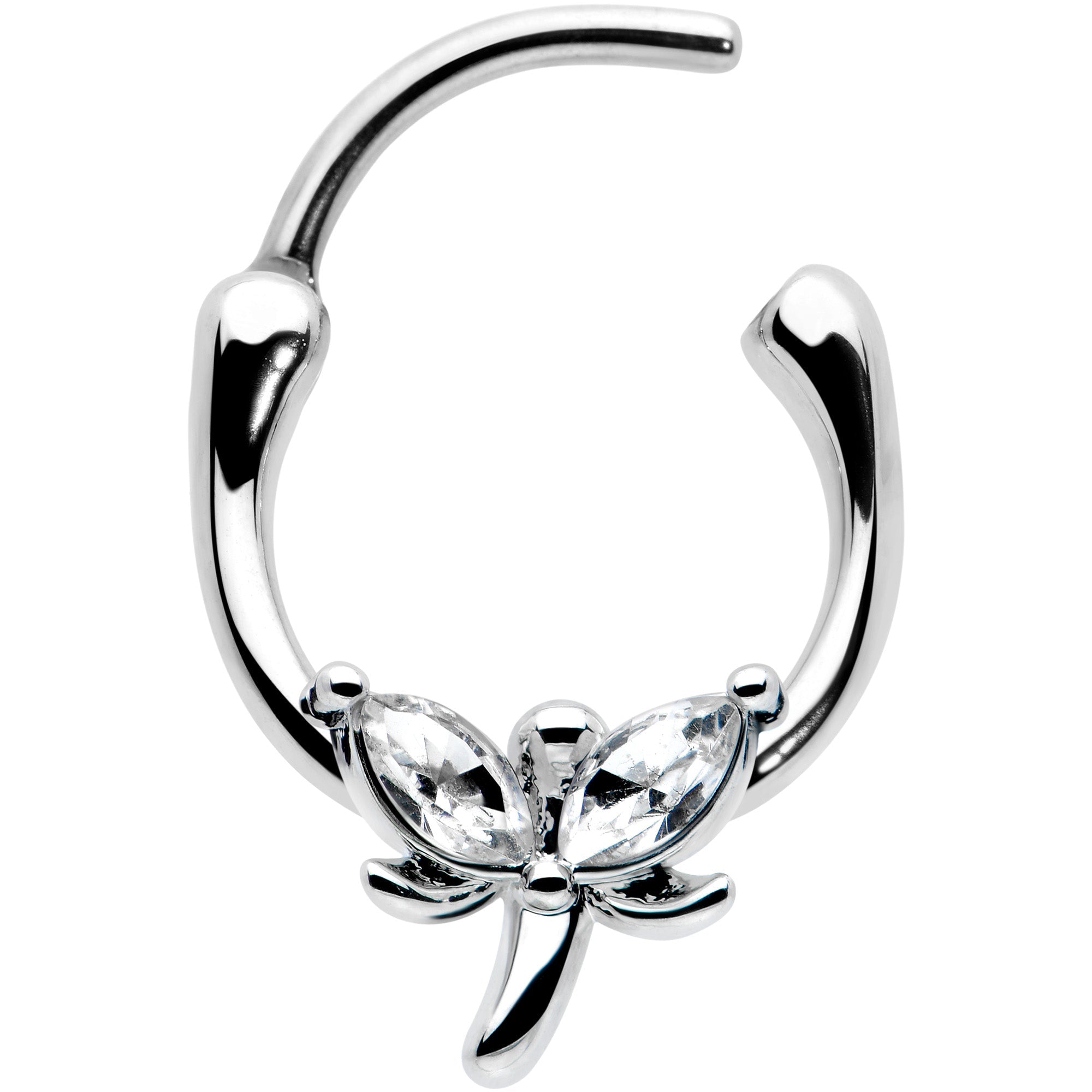 16G 5/16 Clear Gem Simple Style Dragonfly Cartilage Clicker