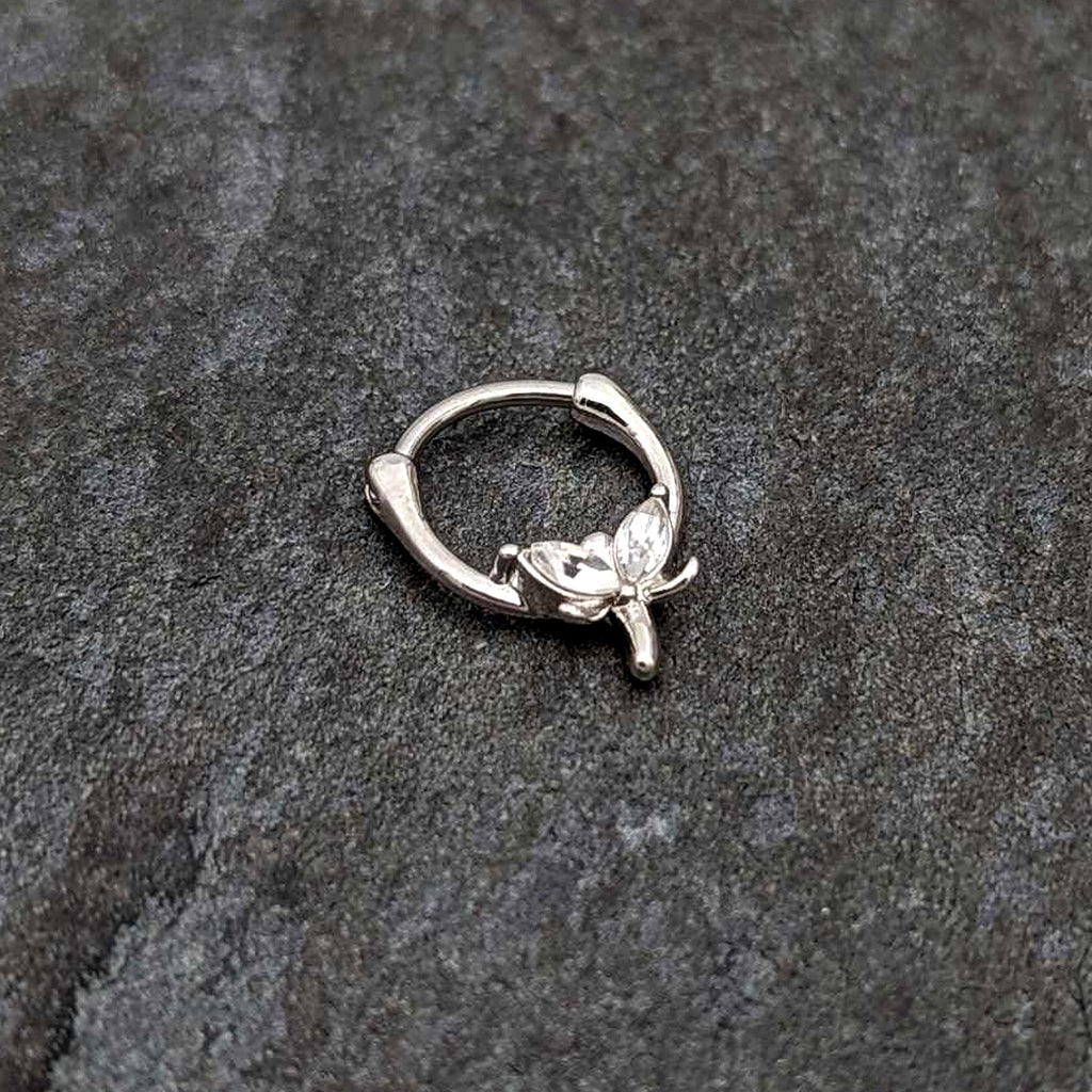 16G 5/16 Clear Gem Simple Style Dragonfly Cartilage Clicker