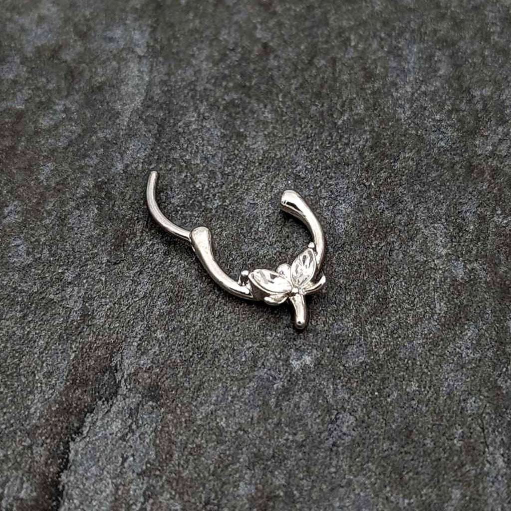 16G 5/16 Clear Gem Simple Style Dragonfly Cartilage Clicker