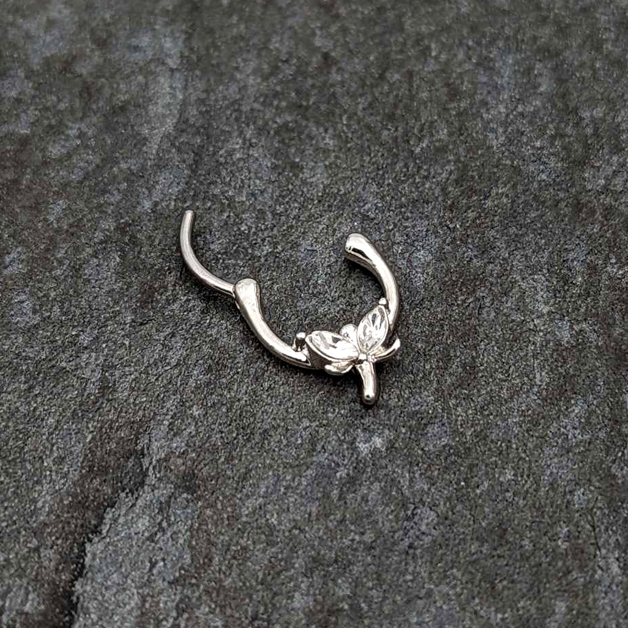 16G 5/16 Clear Gem Simple Style Dragonfly Cartilage Clicker