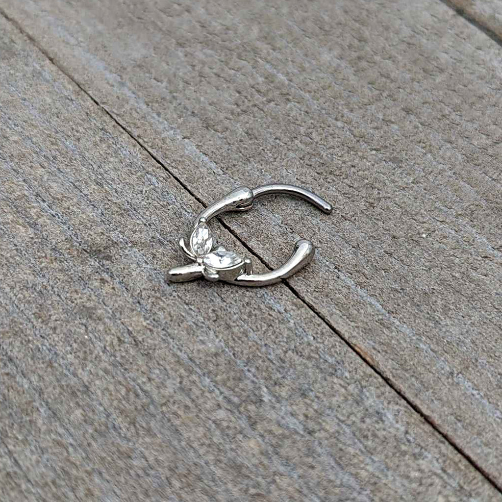 16G 5/16 Clear Gem Simple Style Dragonfly Cartilage Clicker