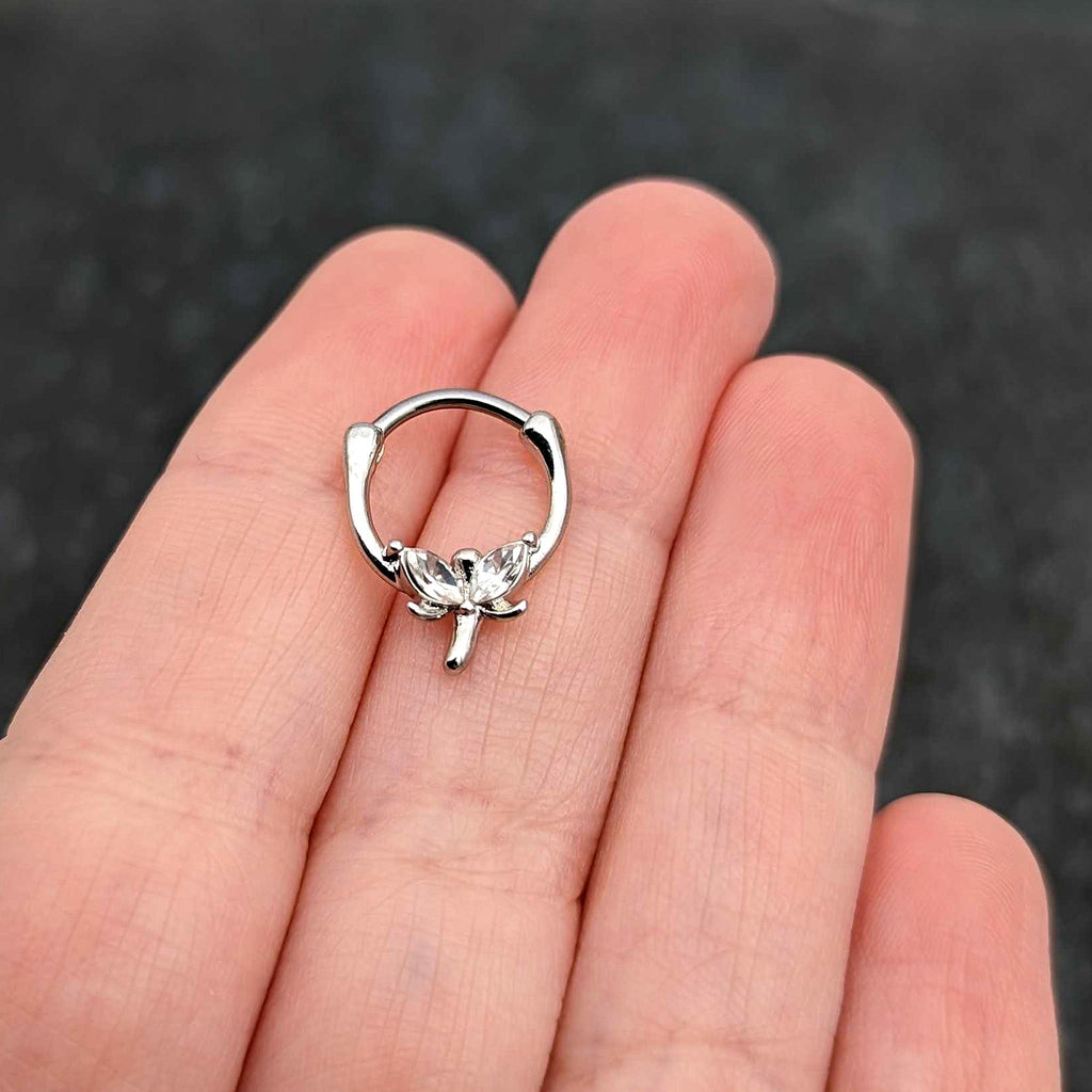 16G 5/16 Clear Gem Simple Style Dragonfly Cartilage Clicker