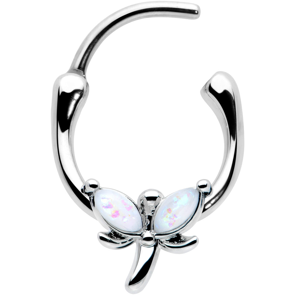 16G 5/16 White Faux Opal Simple Style Dragonfly Cartilage Clicker