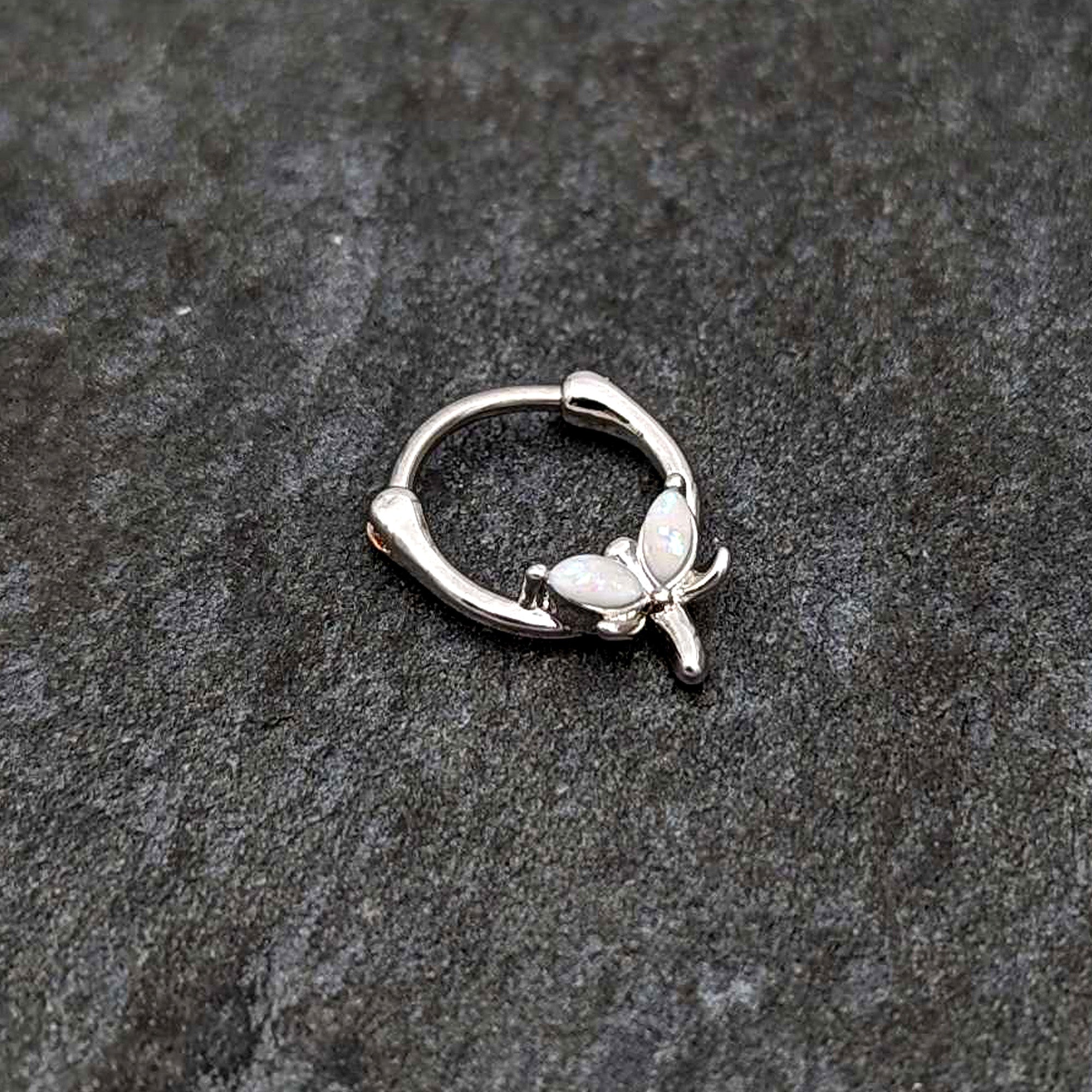 16G 5/16 White Faux Opal Simple Style Dragonfly Cartilage Clicker
