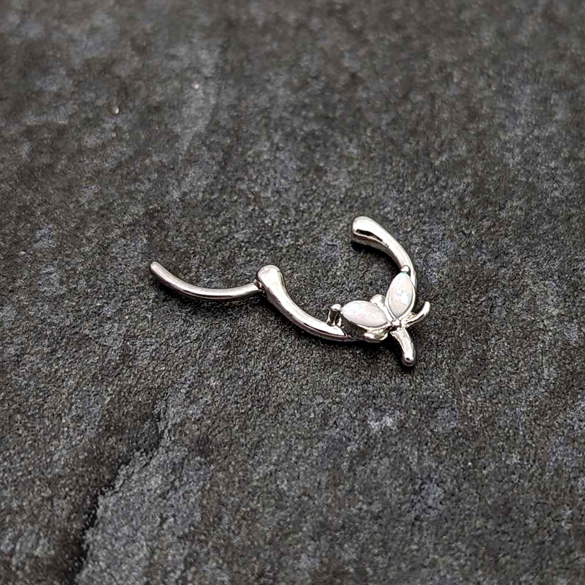 16G 5/16 White Faux Opal Simple Style Dragonfly Cartilage Clicker