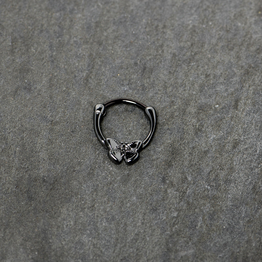 16G 3/8 Black Textured Simple Butterfly Cartilage Clicker