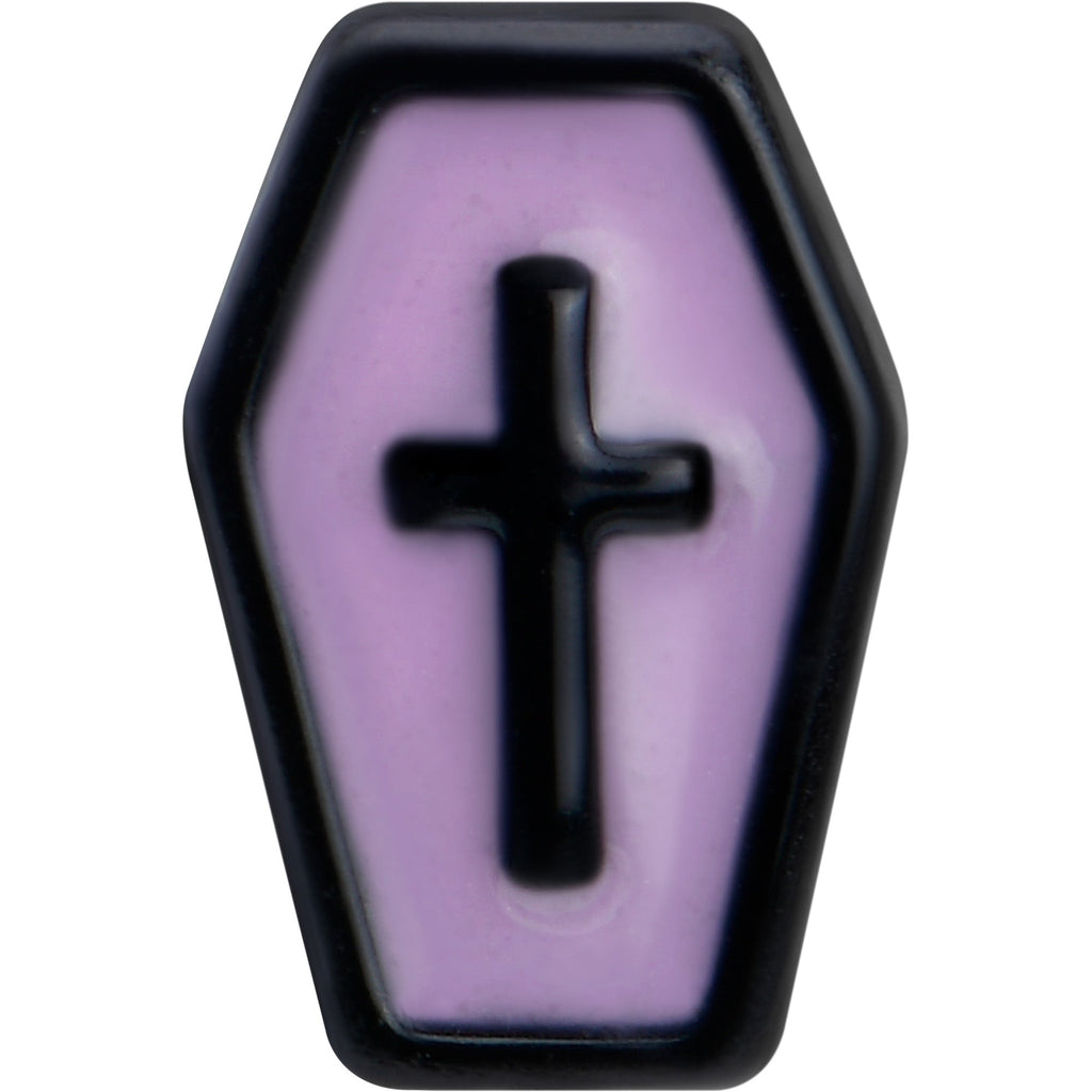 16G 1/4 Creepy Coffin Lt Purple Glow in Dark Cartilage Earring