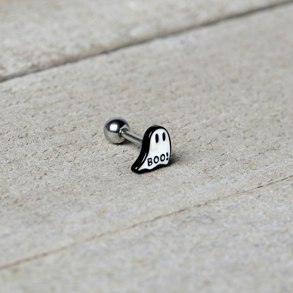 16G 1/4 White Ghost Glow in the Dark Cartilage Tragus Earring