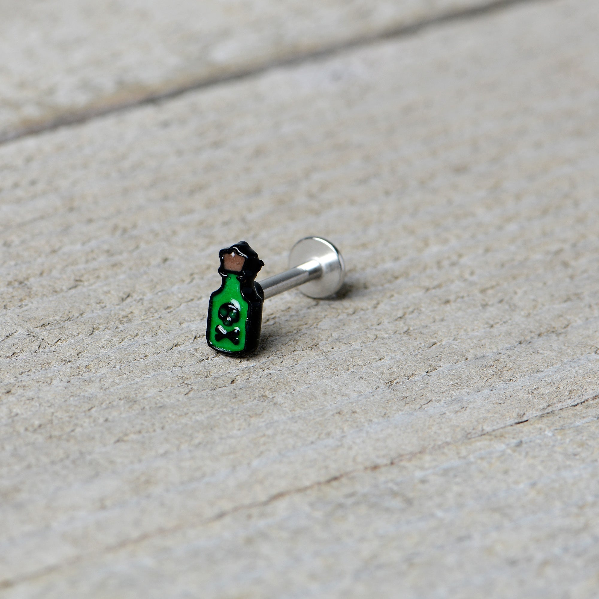 16G 5/16 Poison Green Bottle Glow in the Dark Labret Monroe Tragus