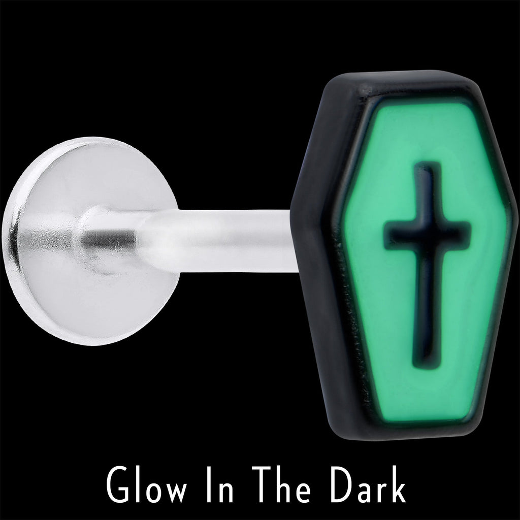 16G 5/16 Creepy Coffin Lt Purple Glow in Dark Labret Monroe Tragus