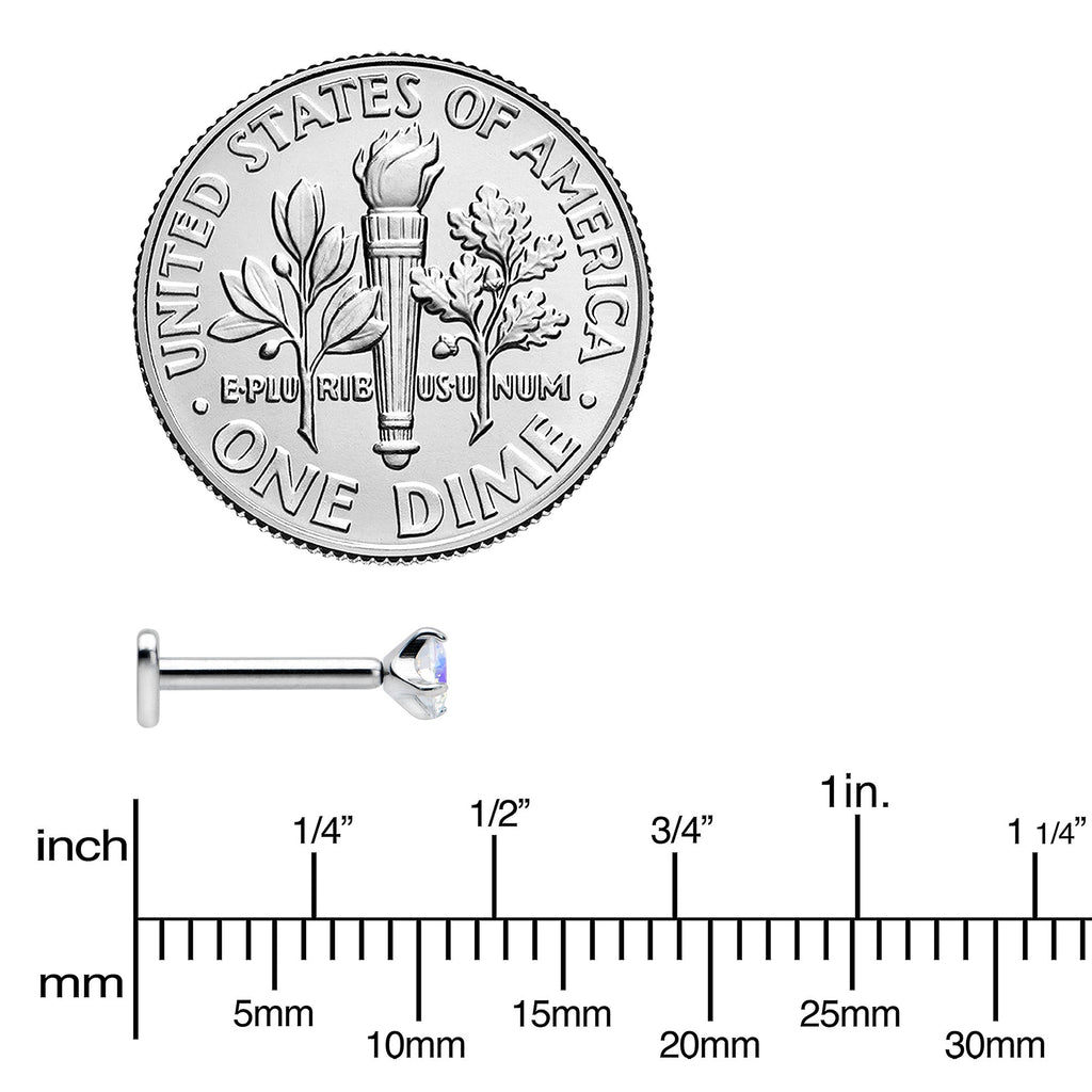 16G 5/16 Aurora CZ Gem ASTM F-136 Implant Grade Titanium Heart End Labret Tragus