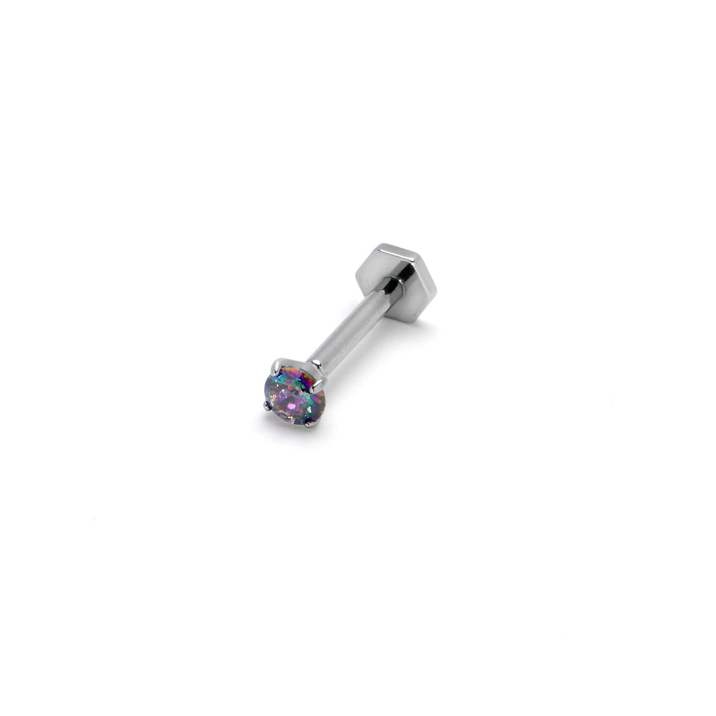 16G 5/16 Vitrail CZ Gem ASTM F-136 Implant Grade Titanium Hex End Labret Tragus