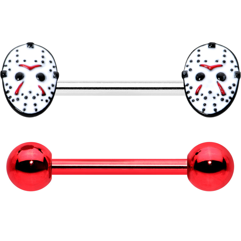 Officially Licensed Halloween Jason Mask Friday the 13th Nipple Ring Set