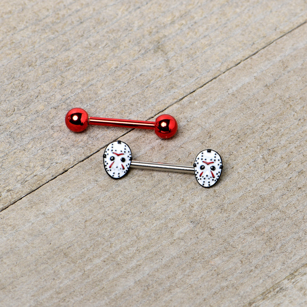 Officially Licensed Halloween Jason Mask Friday the 13th Nipple Ring Set