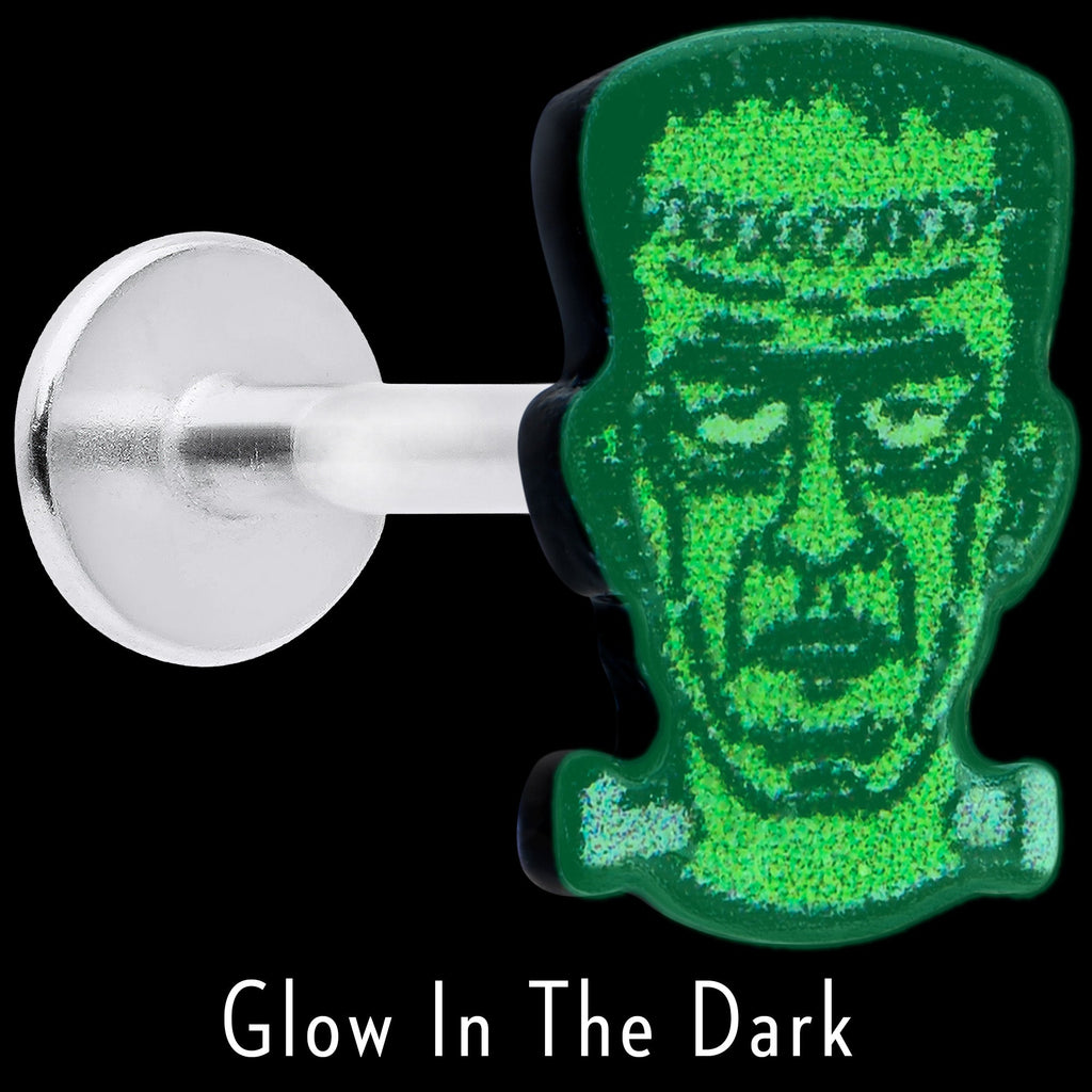 16G 5/16 Frankenstein Head Green Glow in the Dark Labret Tragus
