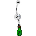 Clear Gem Green Poison Bottle Glow in the Dark Dangle Belly Ring