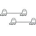 14G 9/16 Halloween Ghost Glow in the Dark Barbell Nipple Ring Set