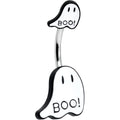Halloween White Glow in the Dark Ghosts Double Mount Belly Ring