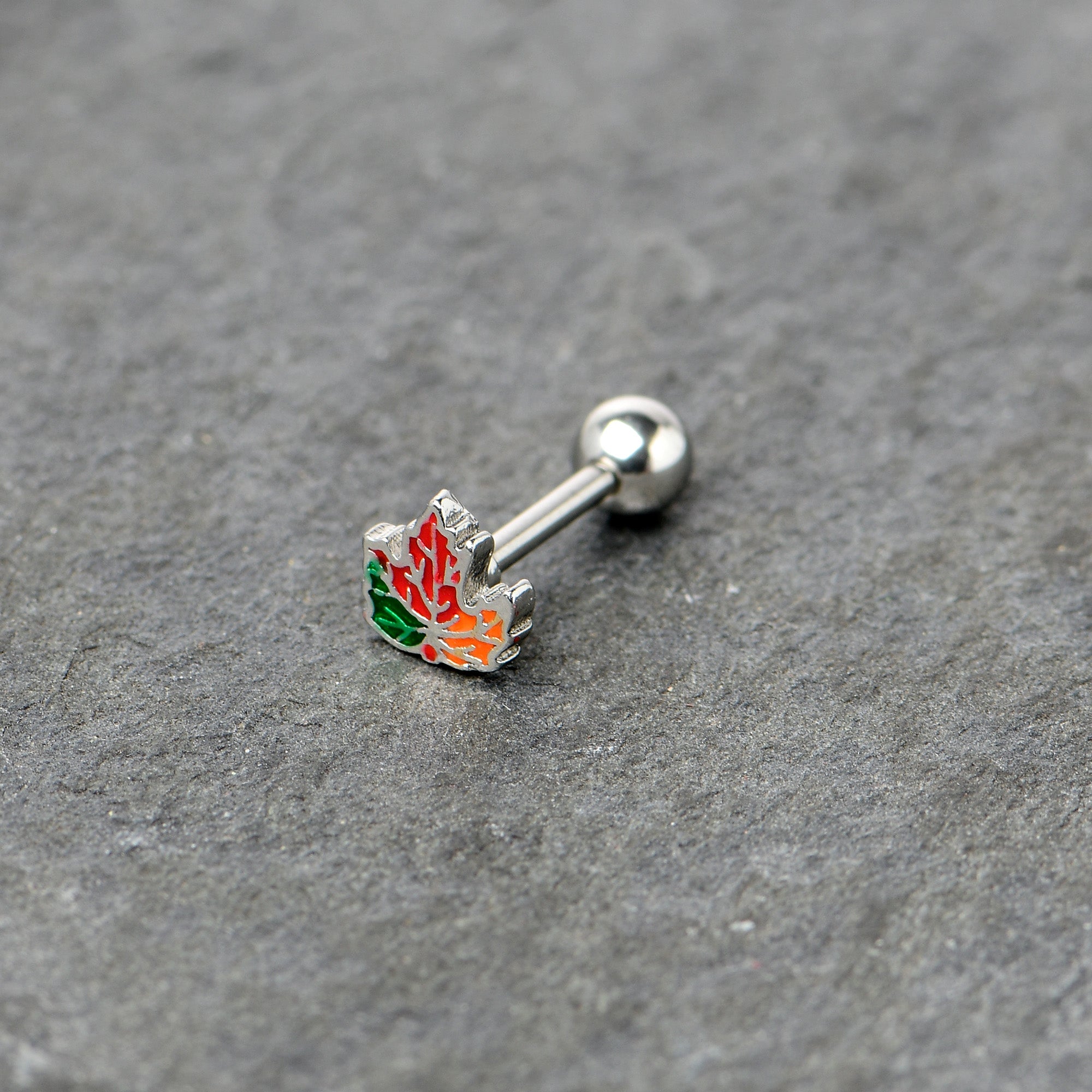 16G 5/16 Autumn Tricolor Maple Leaf Cartilage Tragus Earring