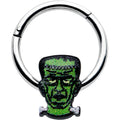 16G 3/8 Frankenstein Head Green Glow in Dark Hinged Segment Ring