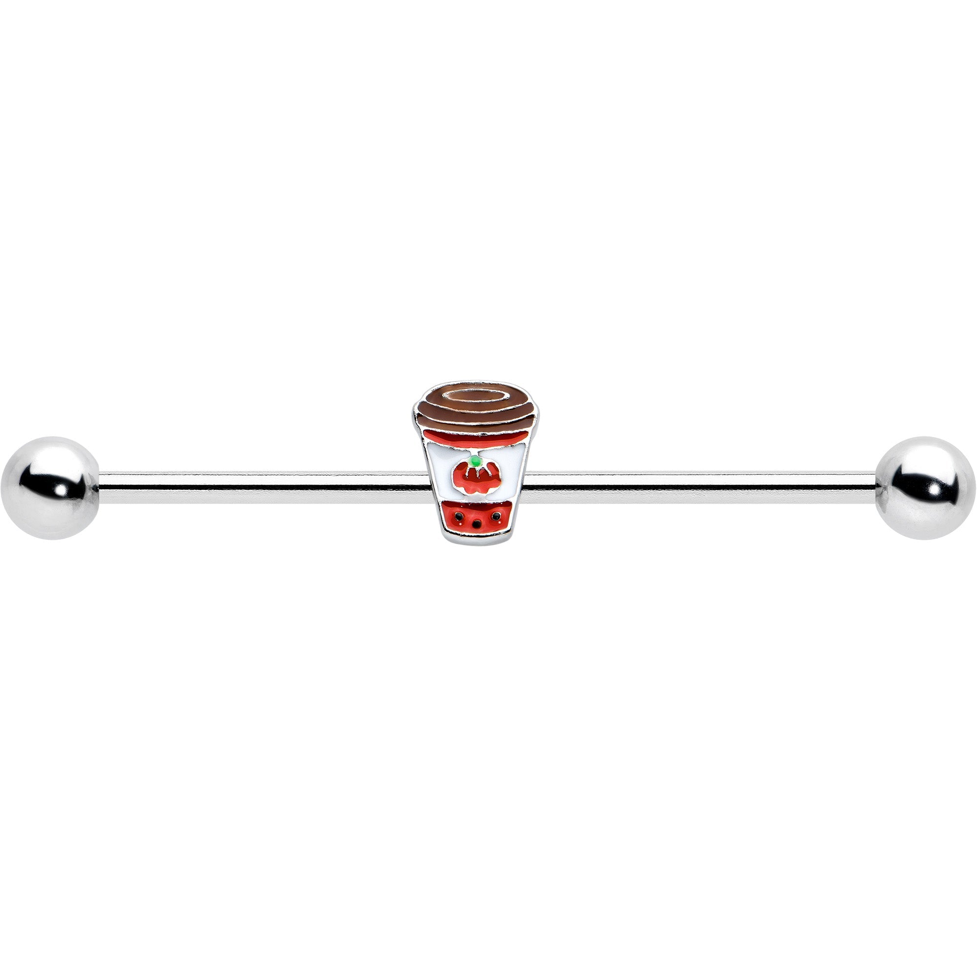 14G Sweet Pumpkin Latte Thanksgiving Industrial Barbell 38mm