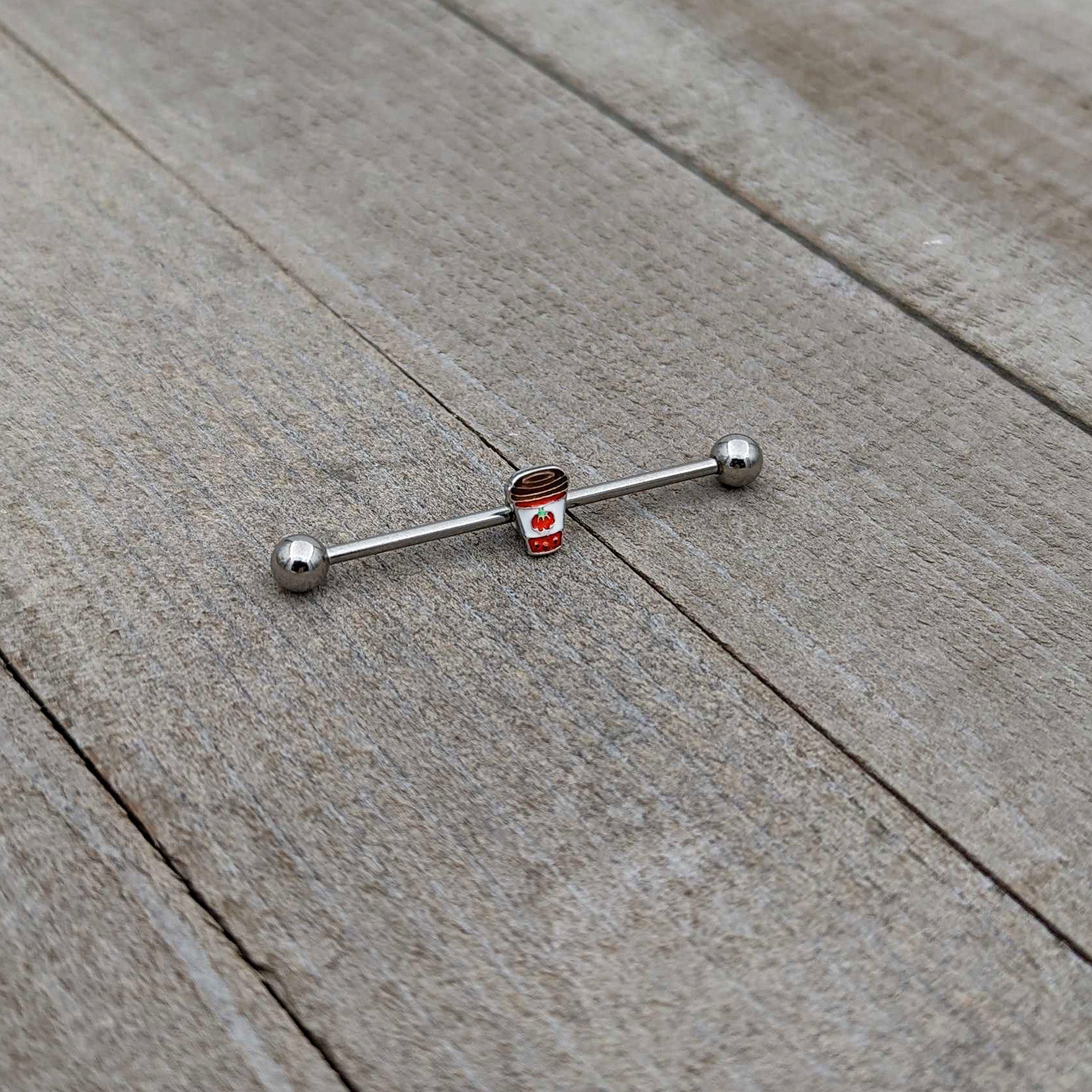 14G Sweet Pumpkin Latte Thanksgiving Industrial Barbell 38mm