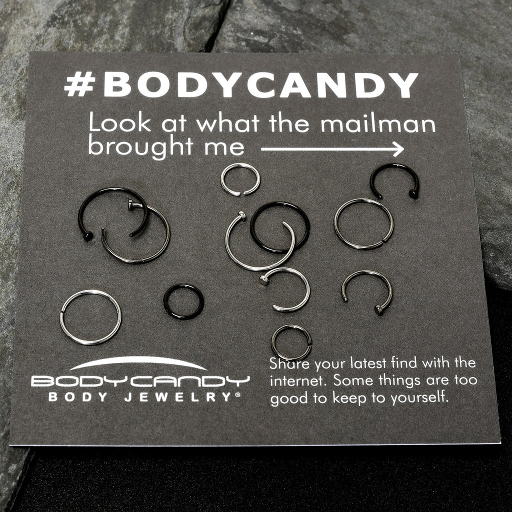 20G 12 Pack ASTM F-136 Implant Grade Titanium Hoop Nose Ring Septum Cartilage Ear Hoop Earring Set