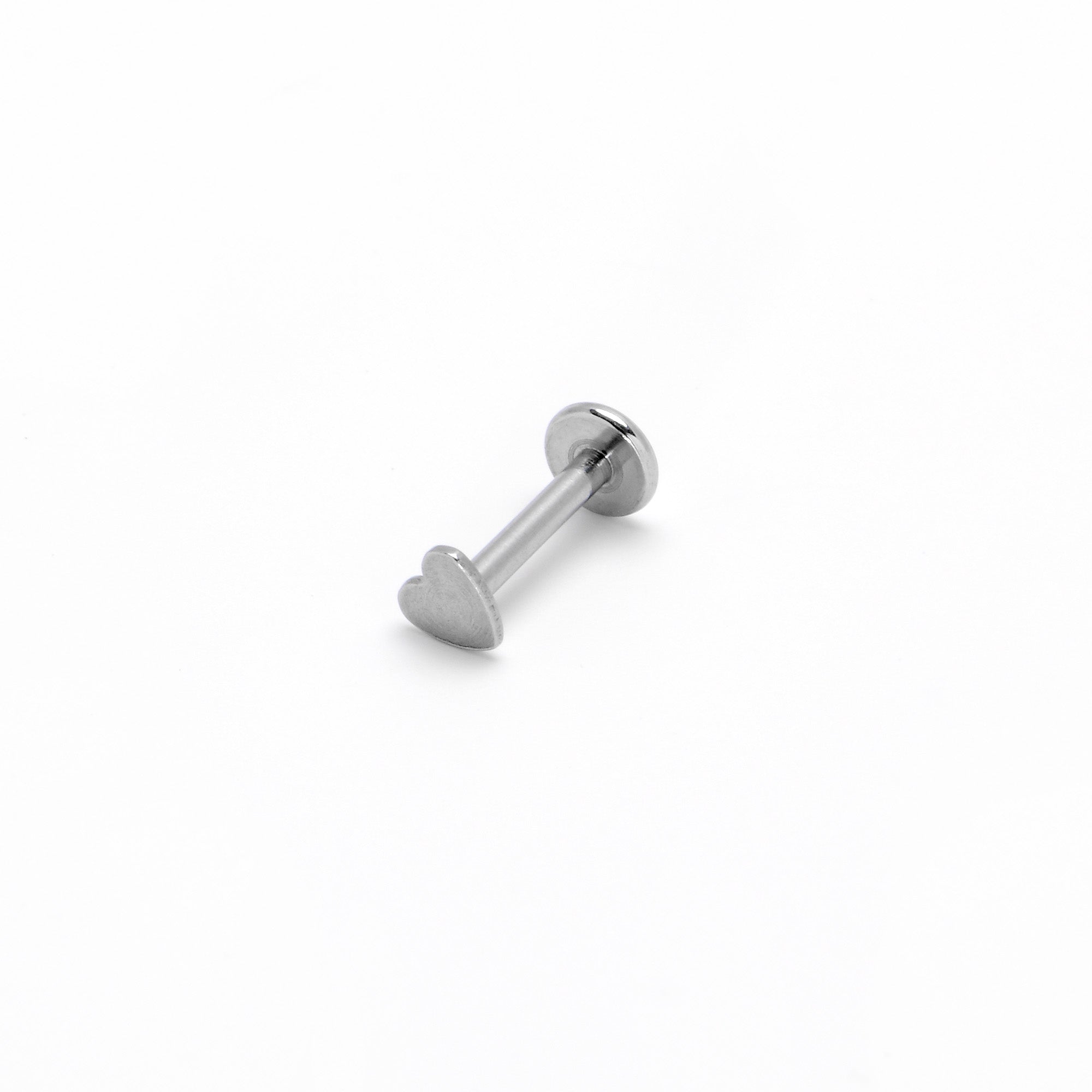 16G 1/4 Internally Threaded Simple Style Heart Labret Tragus