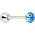 Blue CZ Gem ASTM F-136 Implant Grade Titanium Threadless Barbell Tongue Ring