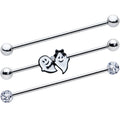 14G Black Tie Ghosts Glow in Dark Industrial Barbell 38mm Set of 3