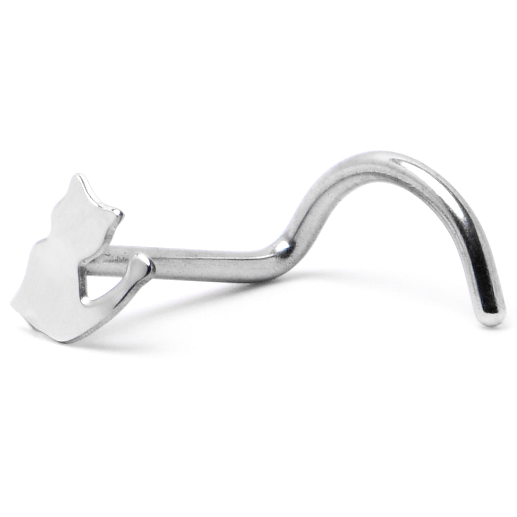 20G 1/4 Silhouette Kitty Cat Left Side Nose Screw