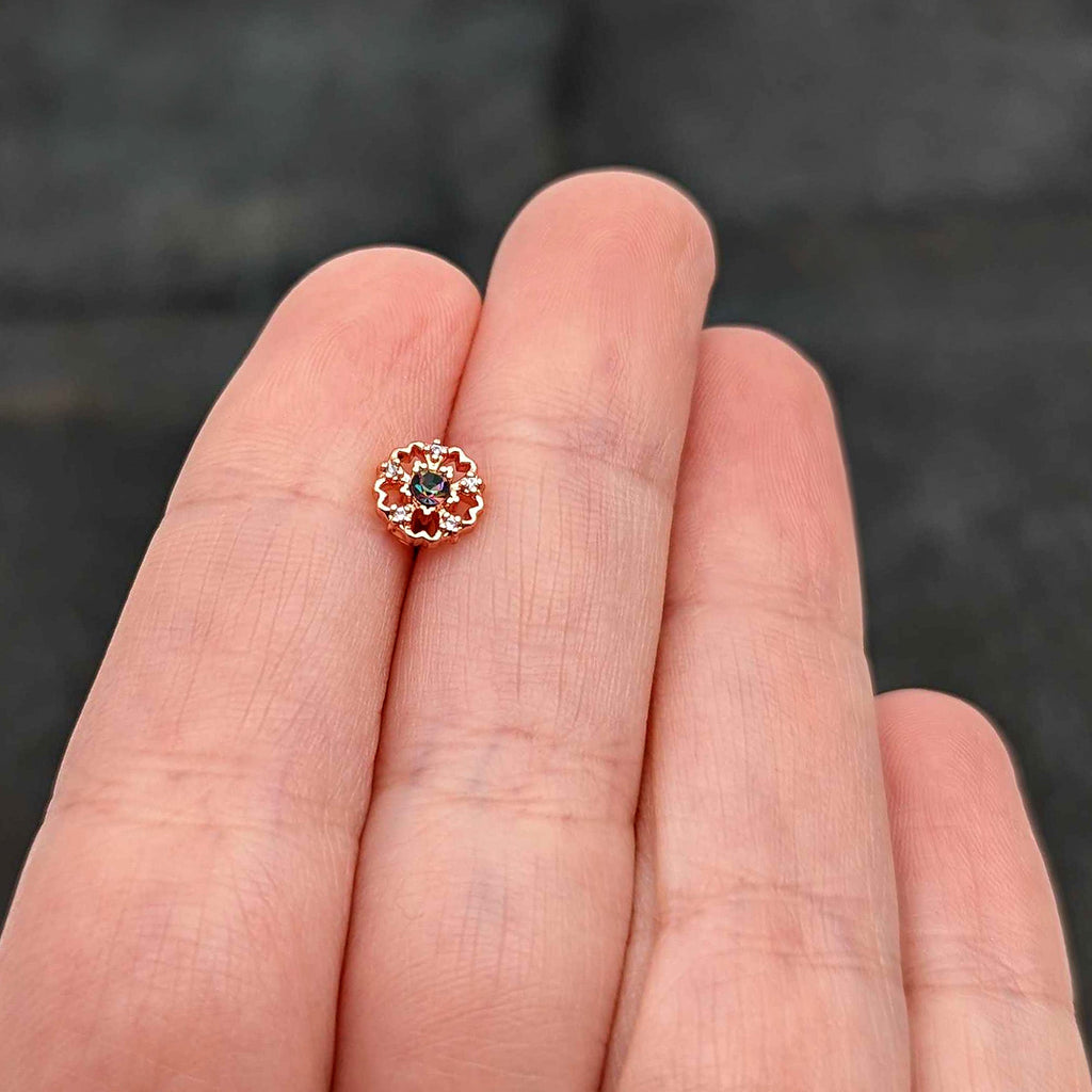 16G 5/16 Purple Tourmaline Rosy Tone Flower Labret Monroe Tragus