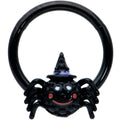 16G 3/8 Black Halloween Smiling Spider Witch Hinged Segment Ring