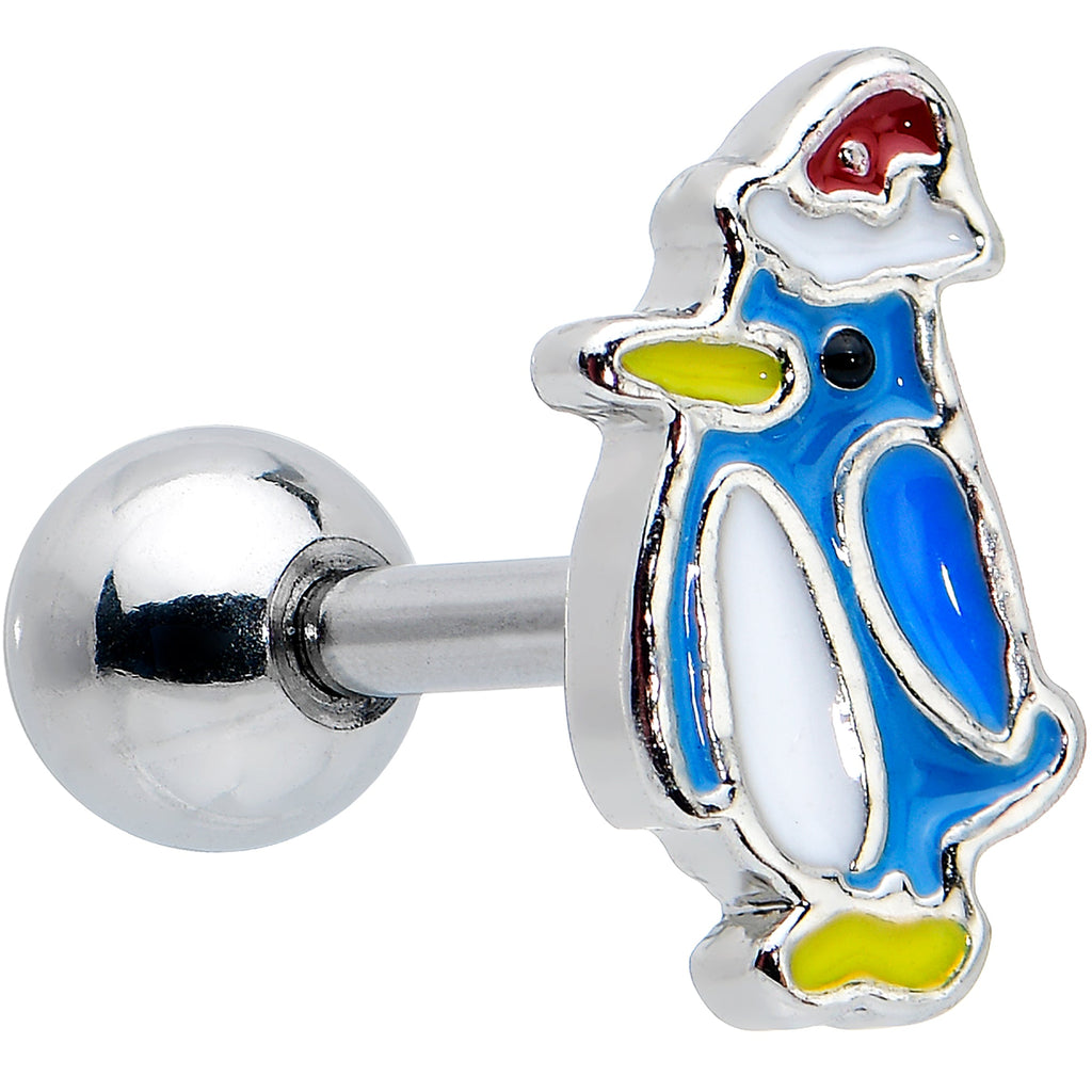 16G 1/4 Penguin Snowman Holiday Blue Cartilage Earring Set of 3