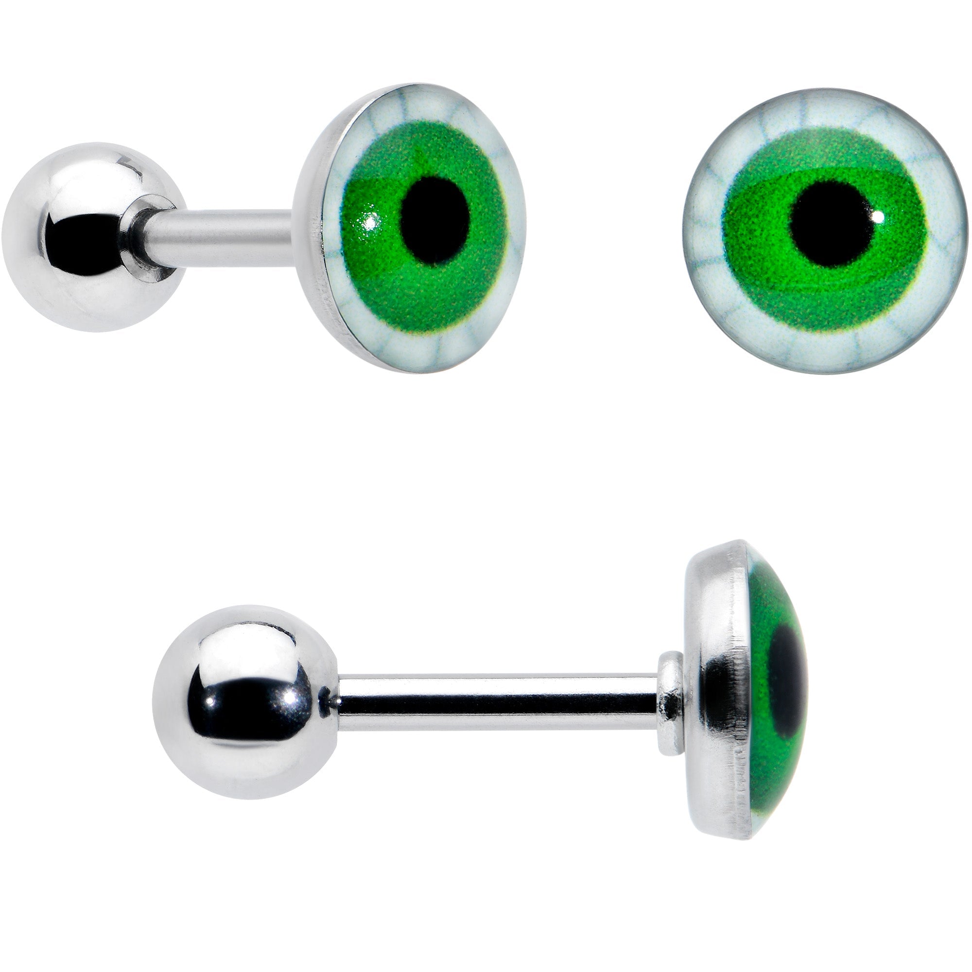 16G 1/4 Halloween Boo Eyes Cartilage Tragus Earring Curation Set of 3