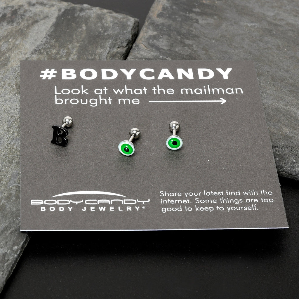 16G 1/4 Halloween Boo Eyes Cartilage Tragus Earring Curation Set of 3