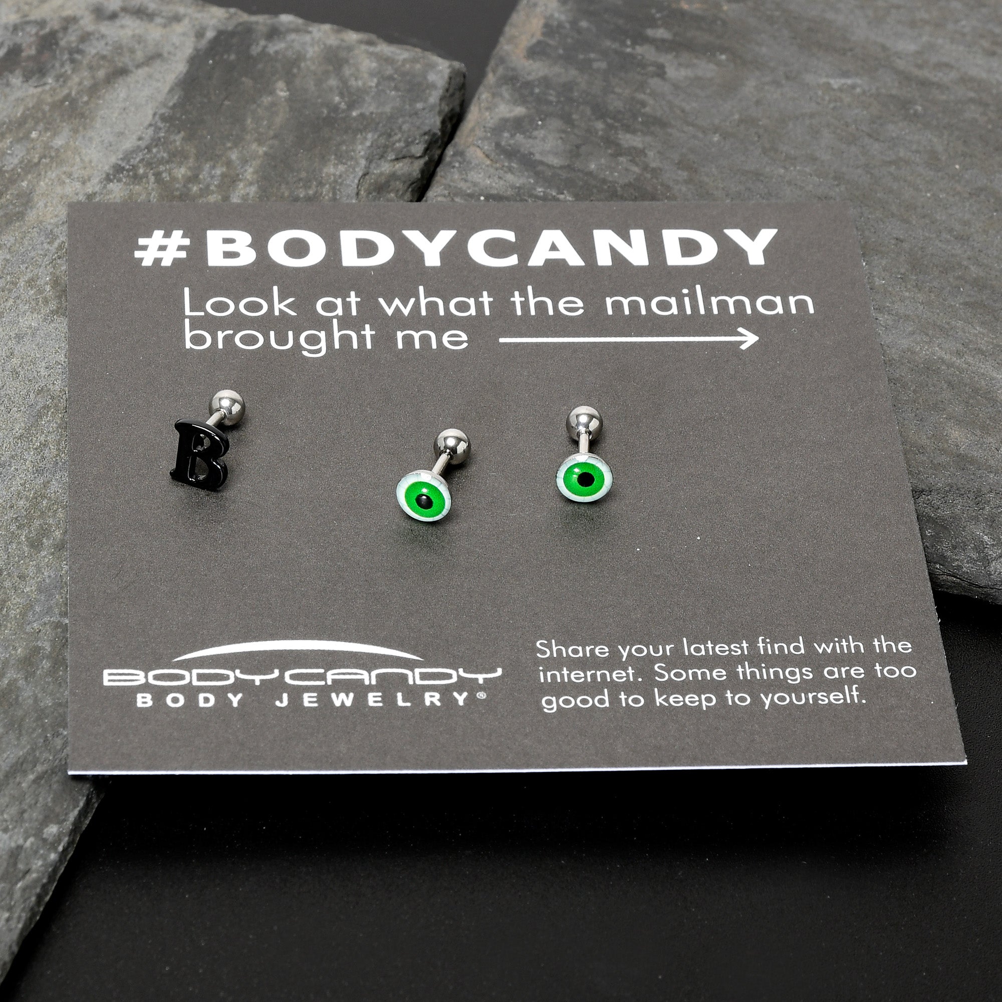 16G 1/4 Halloween Boo Eyes Cartilage Tragus Earring Curation Set of 3