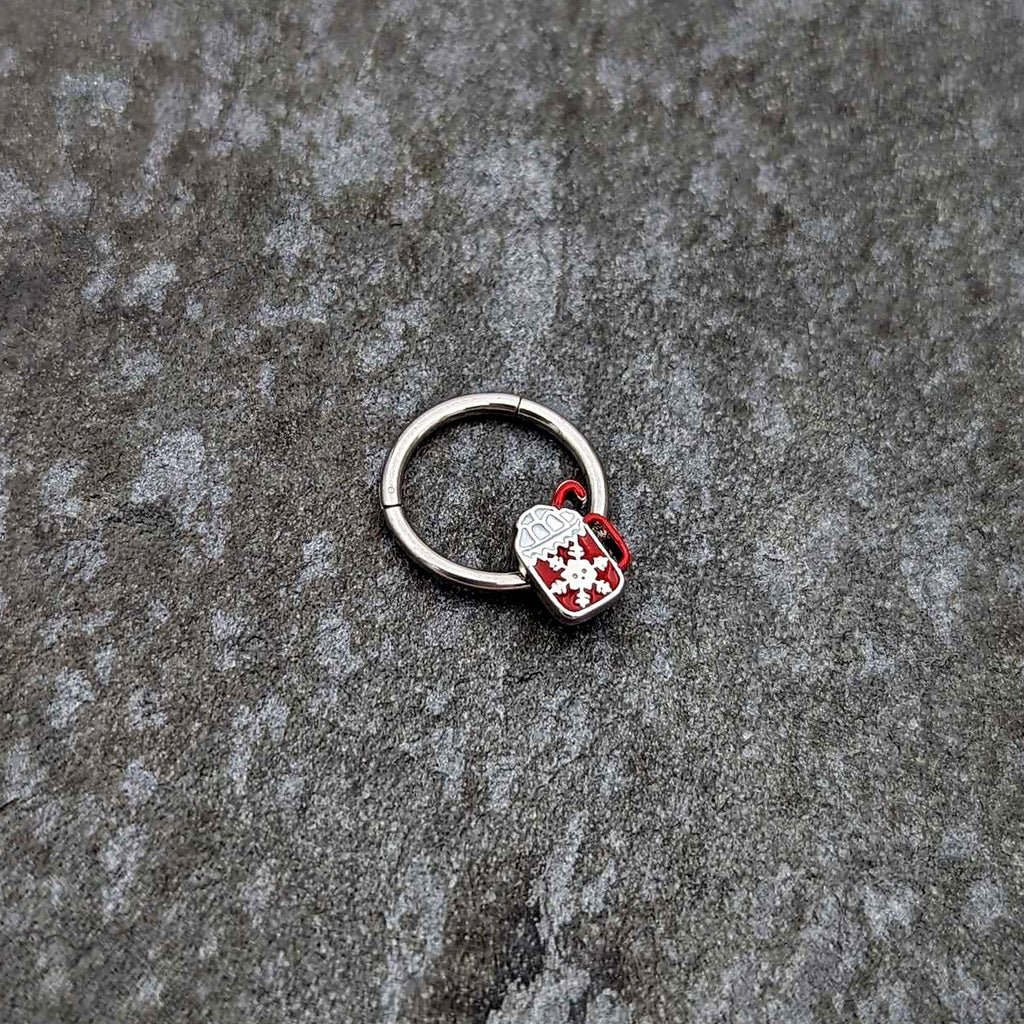 16G 3/8 Sweet Hot Cocoa Marshmallow Mug Hinged Segment Ring