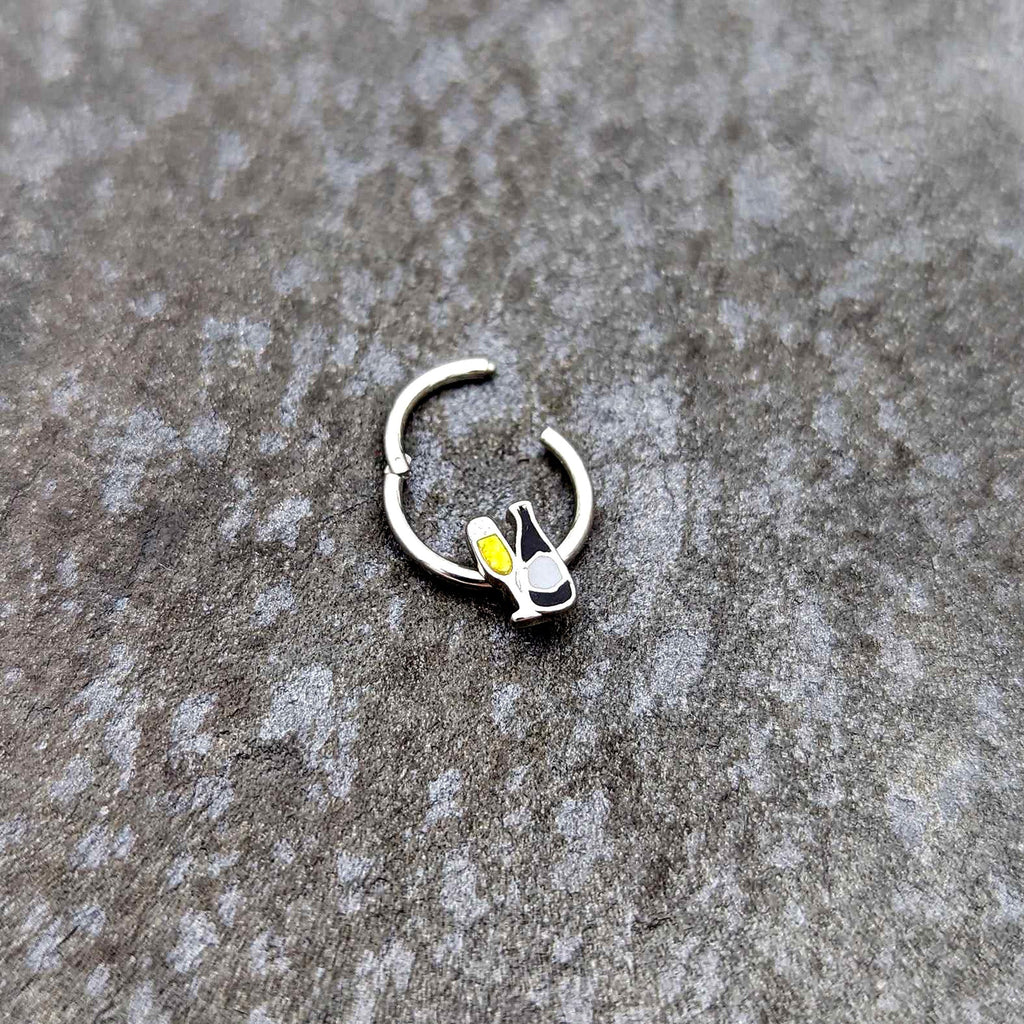 16G 3/8 Champagne Bottle Flute Yellow Hinged Segment Ring