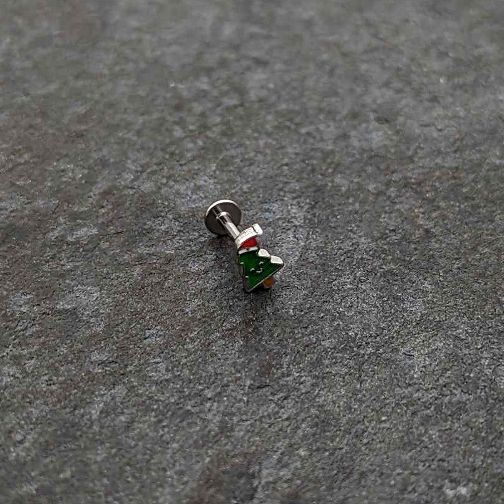 16G 5/16 Happy Christmas Tree Hat Labret Monroe Tragus
