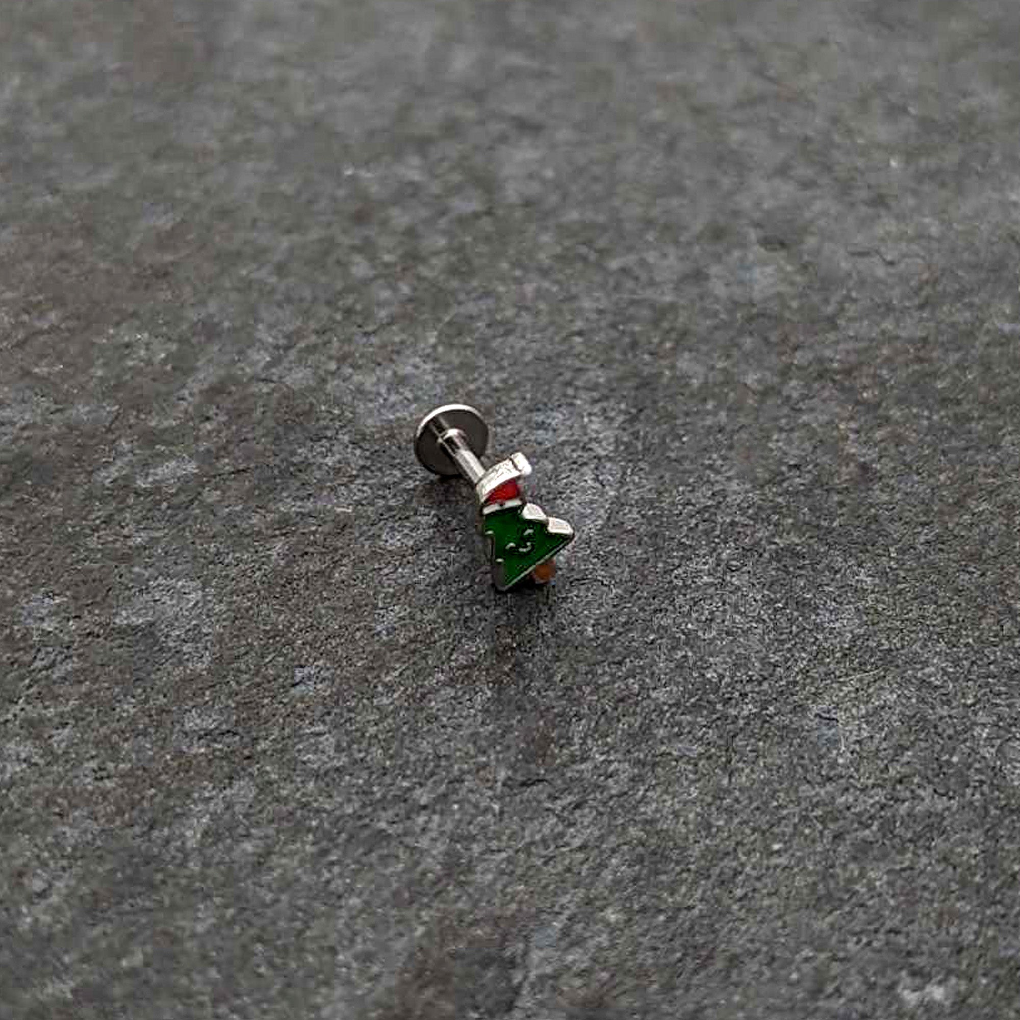 16G 5/16 Happy Christmas Tree Hat Labret Monroe Tragus